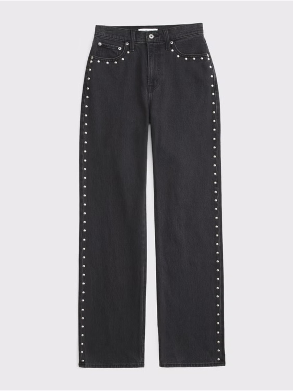 Abercrombie & Fitch The 90s Relaxed Jean - High Rise Black Studded 32
